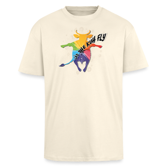 Heavy Oversize T-Shirt mit LÄD THE KUH FLY PRINT - Creme