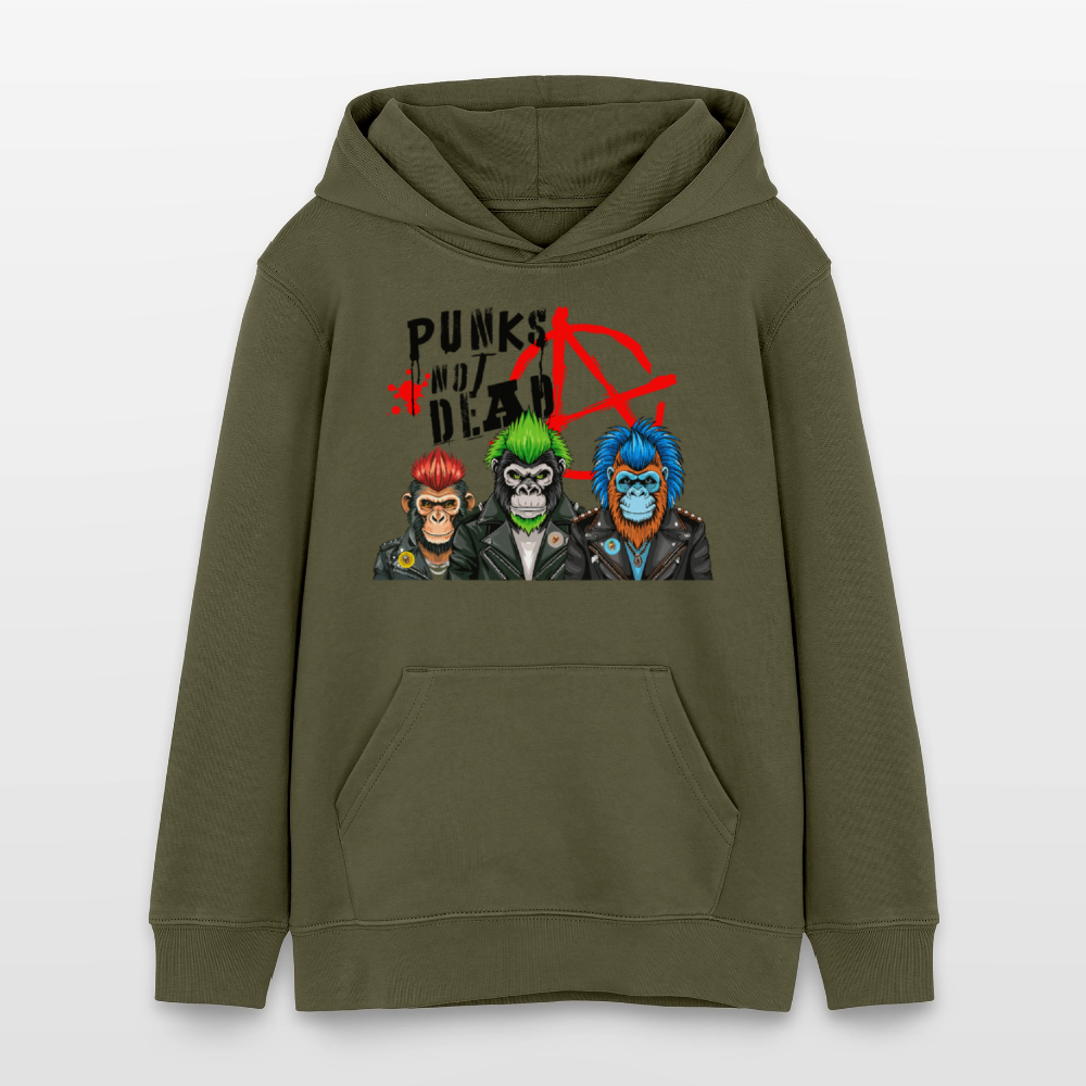 MNJS TEENS Bio-Hoodie mit PUNKS NOT DEAD PRINT - Khaki