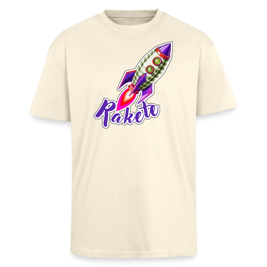 Heavy Oversize T-Shirt mit RAKETE PRINT - Creme