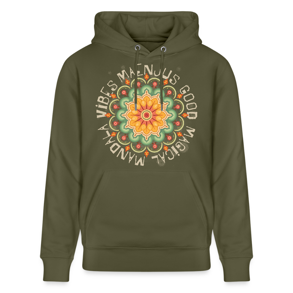 Unisex Bio-Hoodie mit MANDALA VIBES PRINT - Khaki Grün