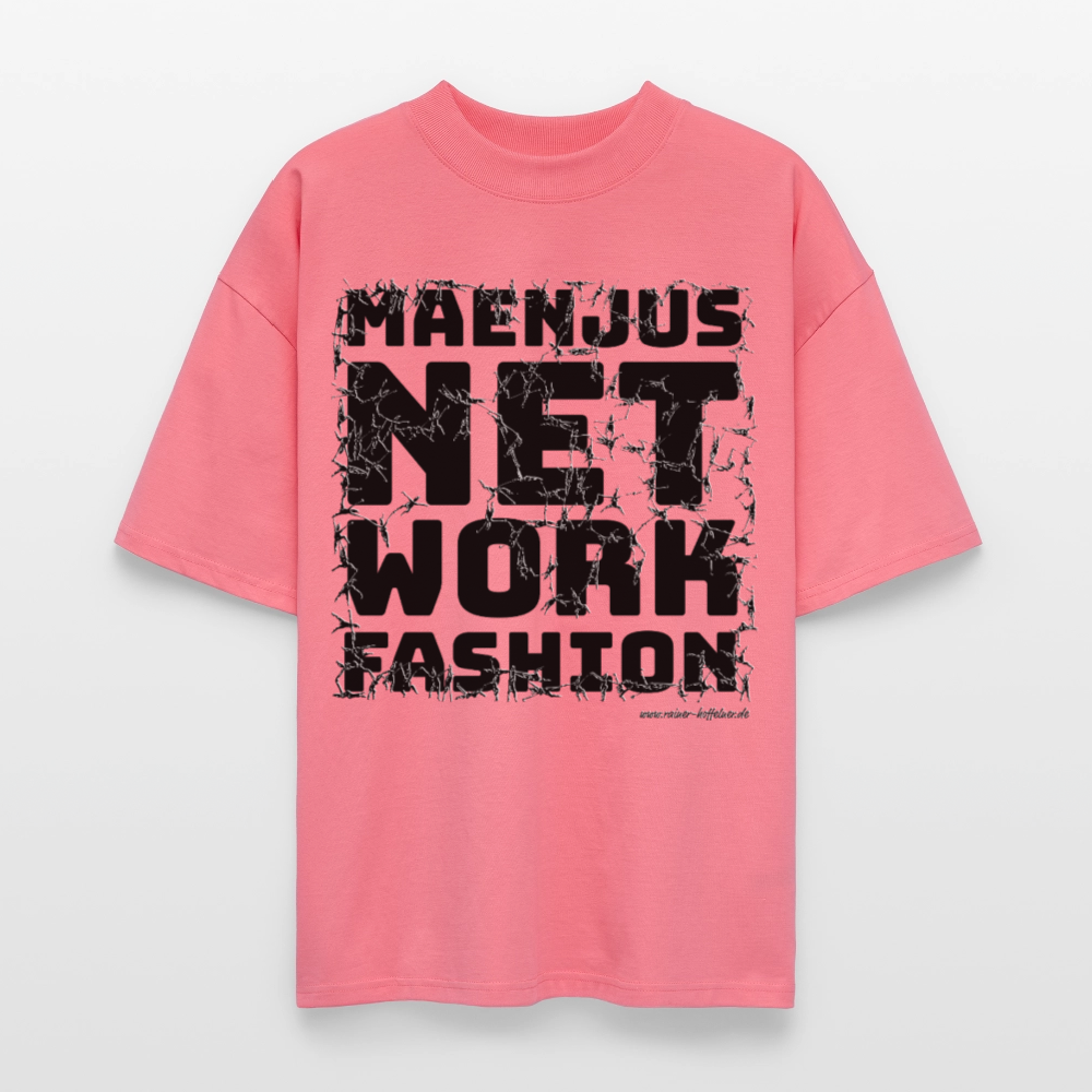 Oversized Unisex Bio T-Shirt mit MAENJUS NETWORK FASHION PRINT - Pink 