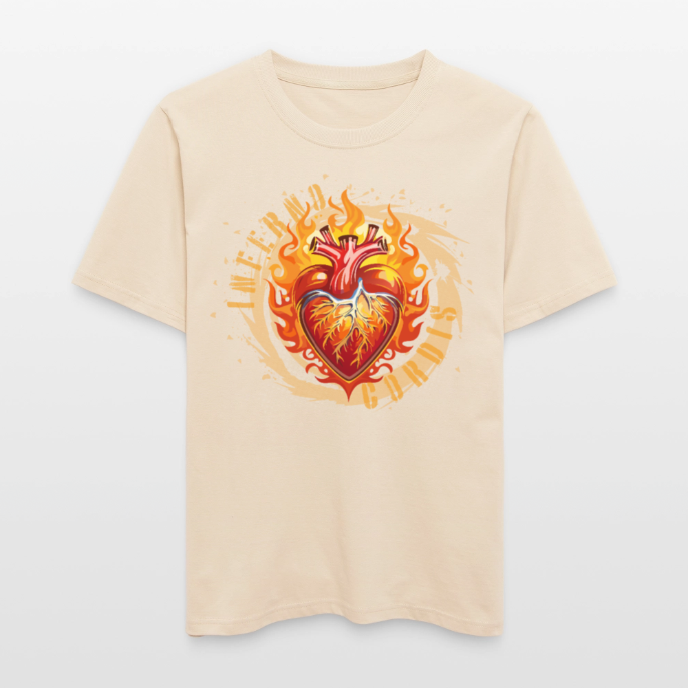 Unisex Bio-T-Shirt mit FEUERHERZ ORANGE PRINT - Weißgrau
