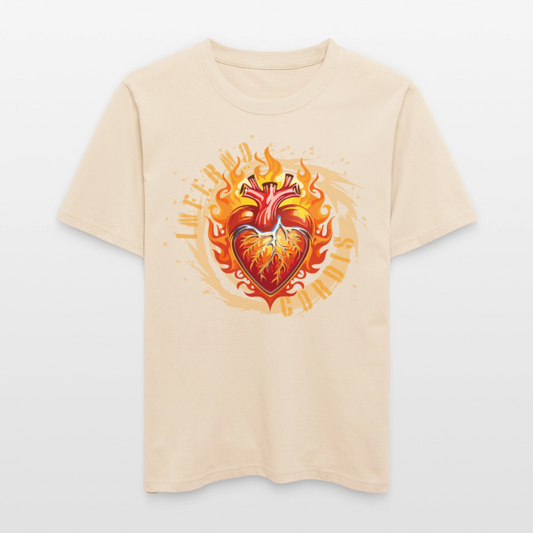 Unisex Bio-T-Shirt mit FEUERHERZ ORANGE PRINT - Weißgrau