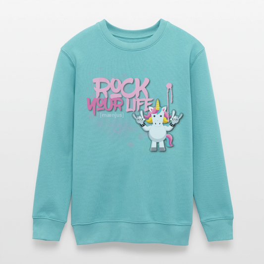 MNJS TEENS Bio Sweatshirt mit ROCK YOUR LIFE PRINT - Pastelltürkis
