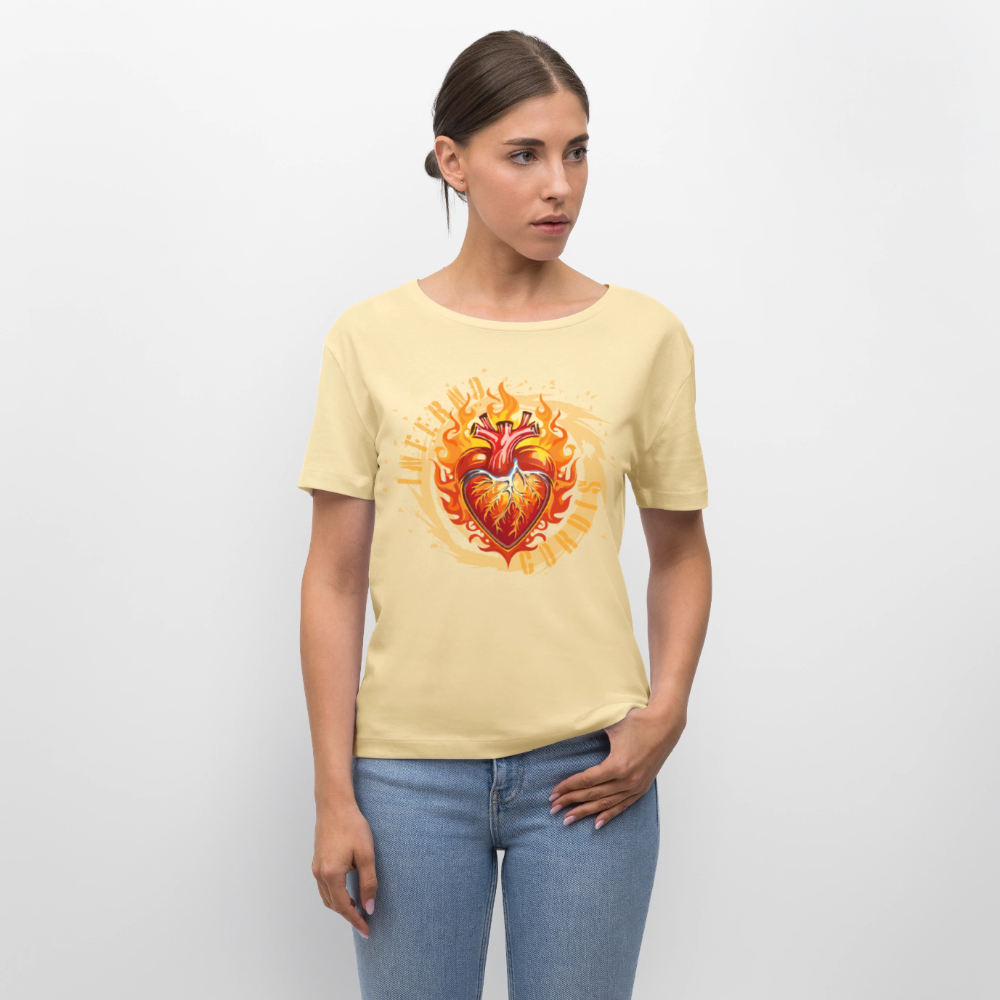 Frauen T-Shirt mit FEUERHERZ ORANGE PRINT - Creme