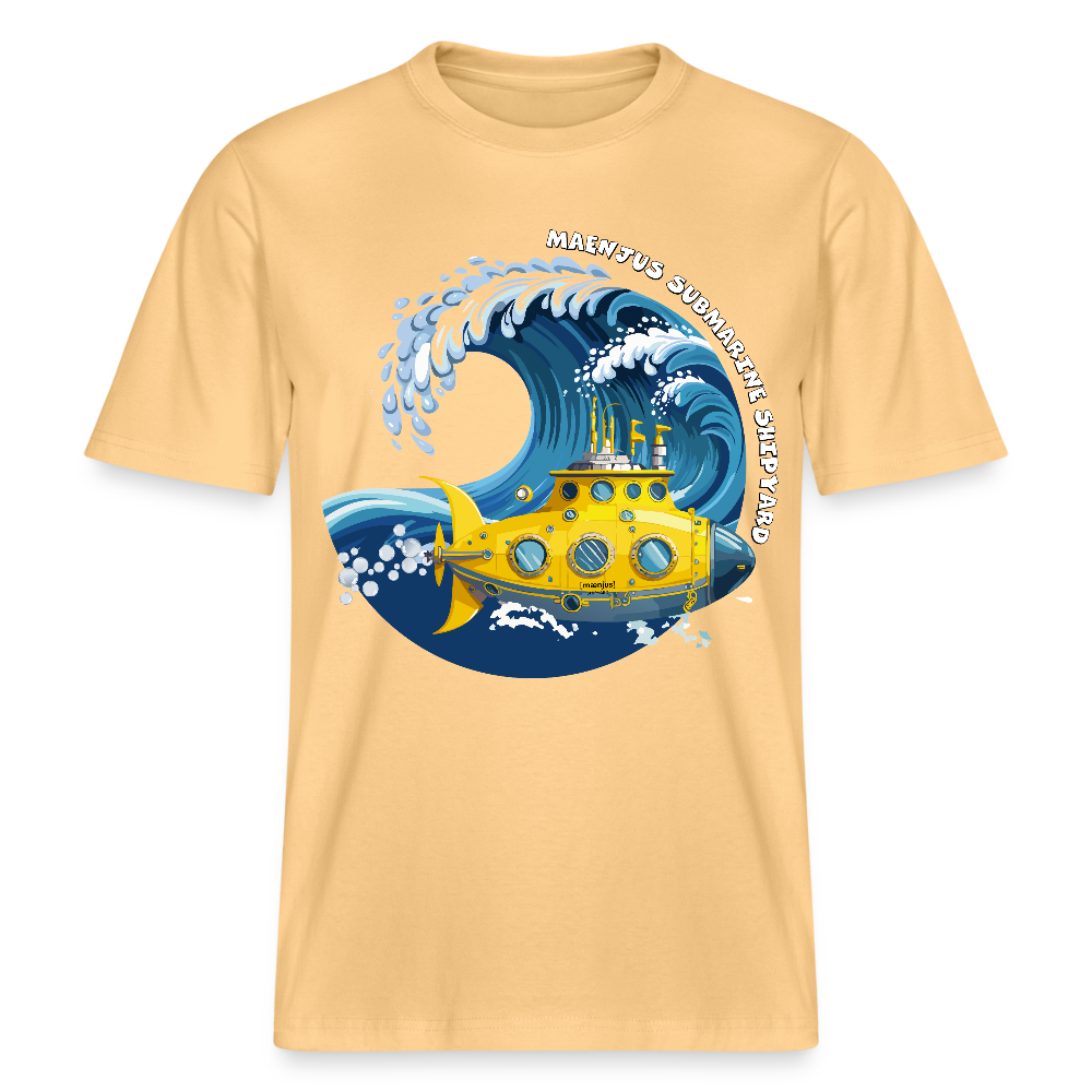 Unisex Bio-T-Shirt mit MAENJUS SUBMARINE SHIPYARD PRINT Vorderseite - Hellgelb