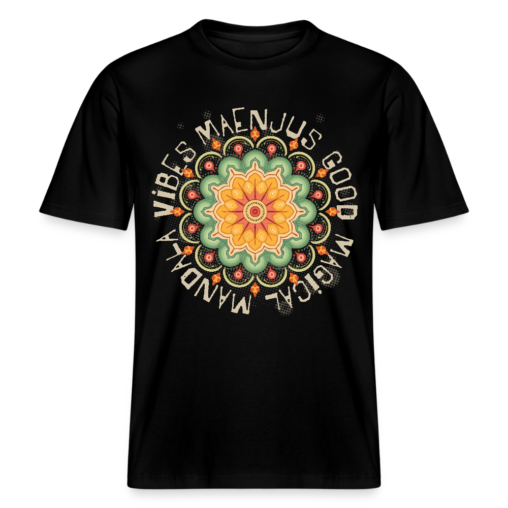 Unisex Bio-T-Shirt mit MANDALA VIBES PRINT - Schwarz