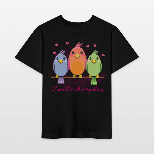MNJS KIDS Bio T-Shirt mit ZWITSCHERGÄNG PRINT - Schwarz