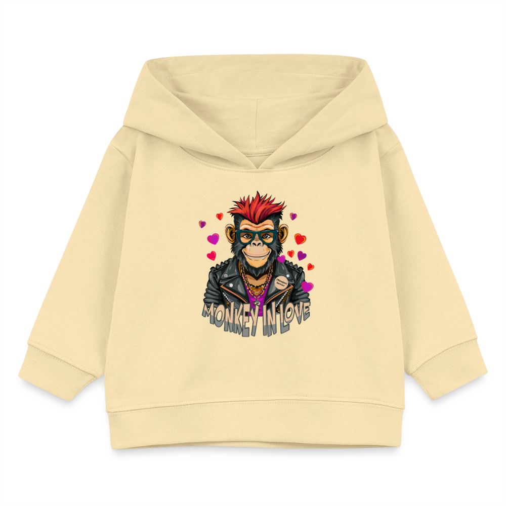 MNJS KIDS Bio Hoodie mit MONKEY IN LOVE PRINT - Creme