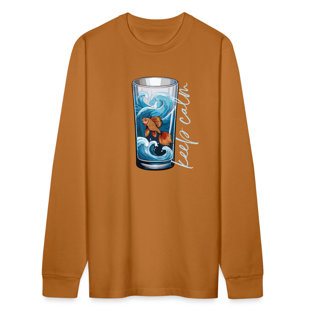 Unisex Bio-Langarmshirt mit KEEP CALM PRINT - Herbstorange