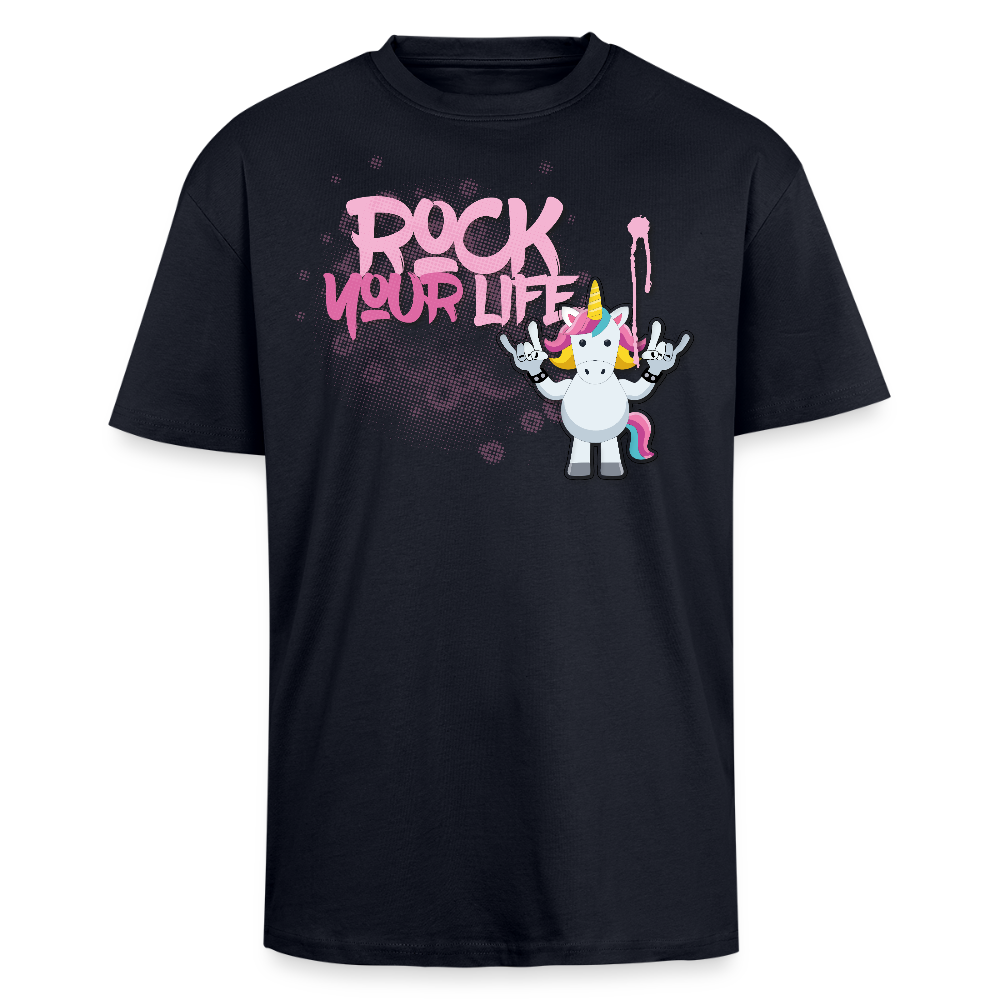 Heavy Oversize T-Shirt mit ROCK YOUR LIFE PRINT - French Navy