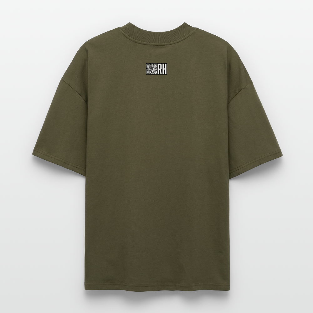 Oversized Unisex Bio T-Shirt mit STREET ART PRINT - Khaki
