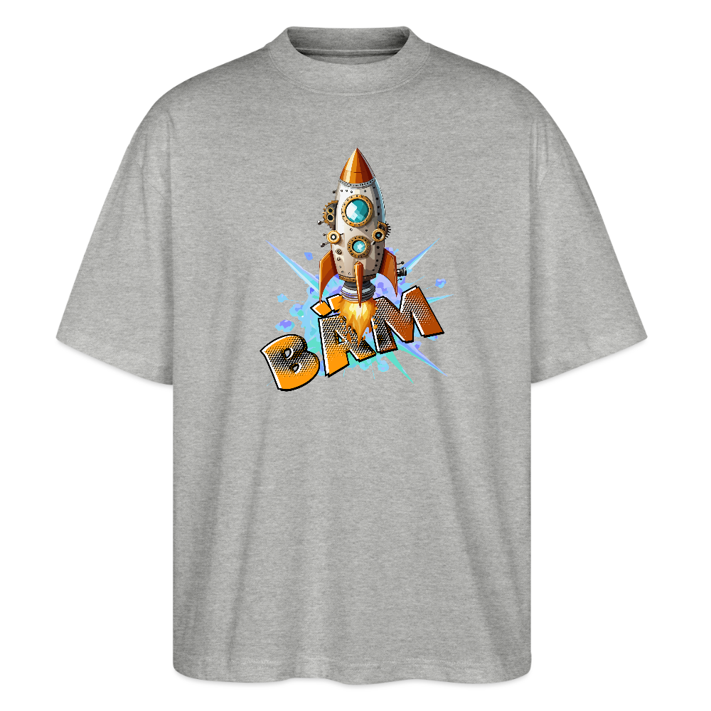 Oversized Unisex T-Shirt mit RAKETE PRINT - Grau meliert