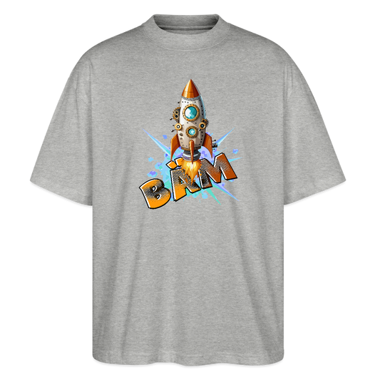 Oversized Unisex T-Shirt mit RAKETE PRINT - Grau meliert