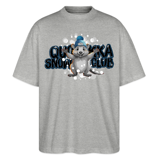 Oversized Unisex Bio T-Shirt mit QUOKKA SNOWCLUB PRINT - Grau meliert