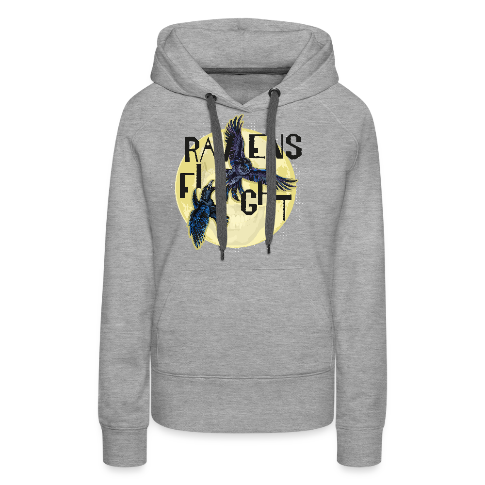 Frauen Premium Hoodie mit RAVENS FIGHT PRINT - Grau meliert