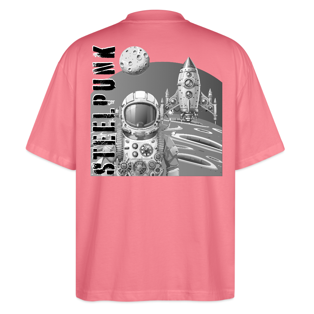 Oversized Unisex T-Shirt mit STEELPUNK PRINT Rückseite - Pink 