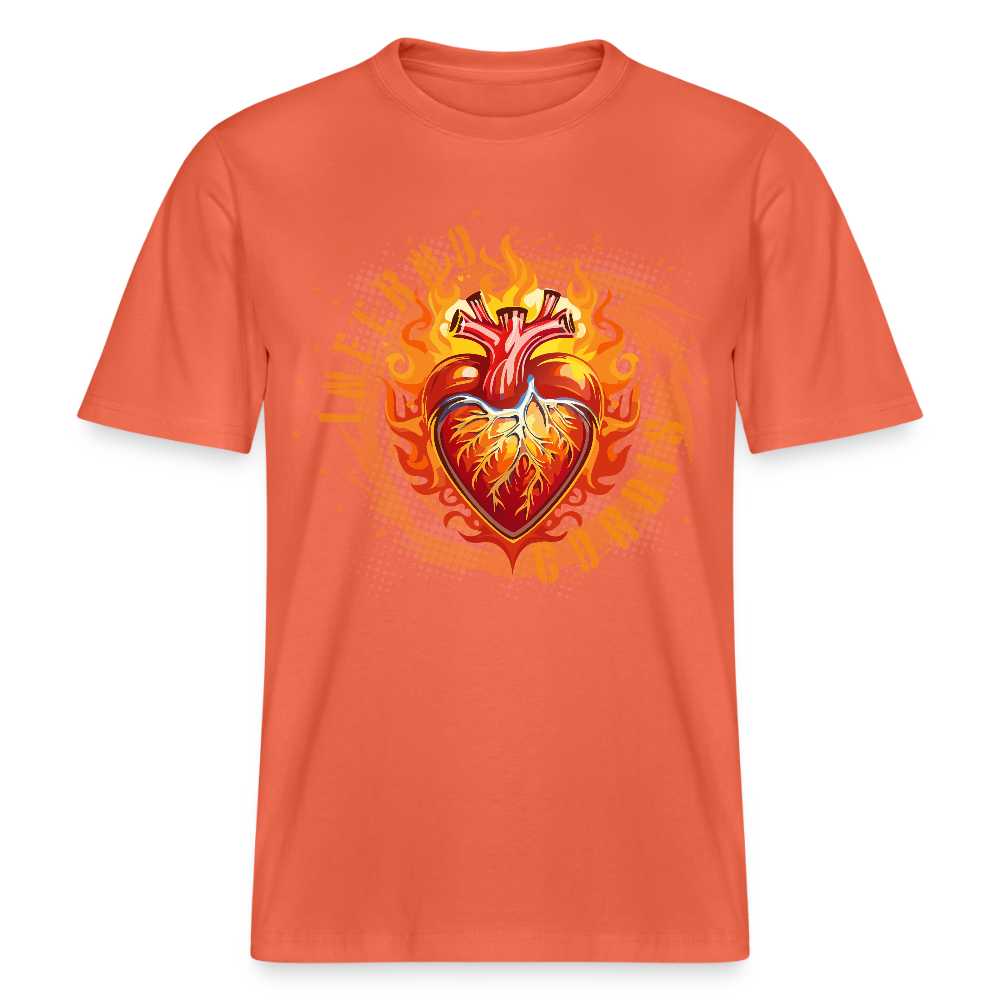 Unisex Bio-T-Shirt mit FEUERHERZ ORANGE PRINT - Hellrot