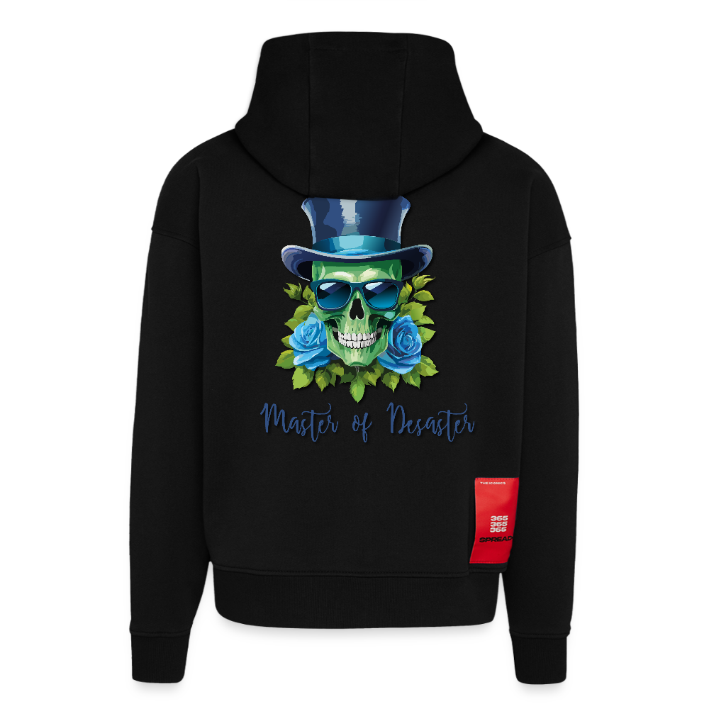 Heavyweight Oversized Organic Hoodie mit MASTER OF DESASTER SKULL PRINT - SOLID BLACK