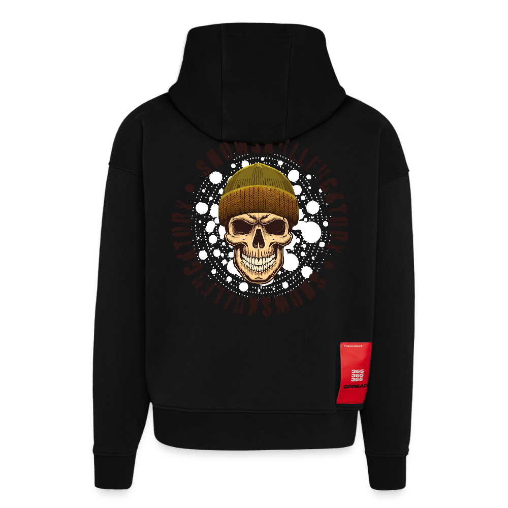 Heavyweight Oversized Organic Hoodie mit SNOWSKULL PRINT - SOLID BLACK