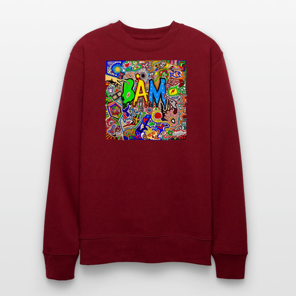 Unisex Bio-Sweatshirt mit BÄM PRINT - Burgunderrot