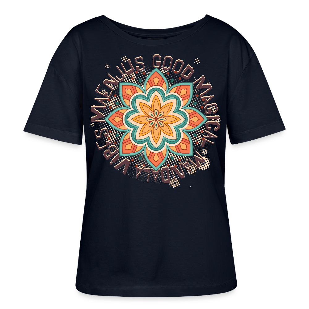 Rundhals Frauen Bio-T-Shirt mit Mandala Vibes PRINT - Navy