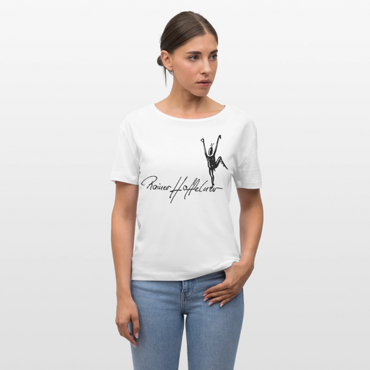 Frauen T-Shirt mit TUSCHEMÄNNCHEN PRINT - Weiß