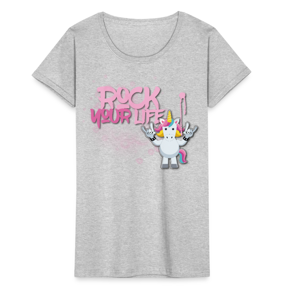 Frauen-T-Shirt mit ROCK YOUR LIFE PRINT - Grau meliert
