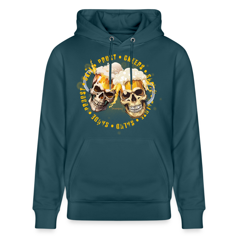 Unisex Bio-Hoodie mit OKTOBERFEST SKULL BOY PRINT - Dunkles Petrol