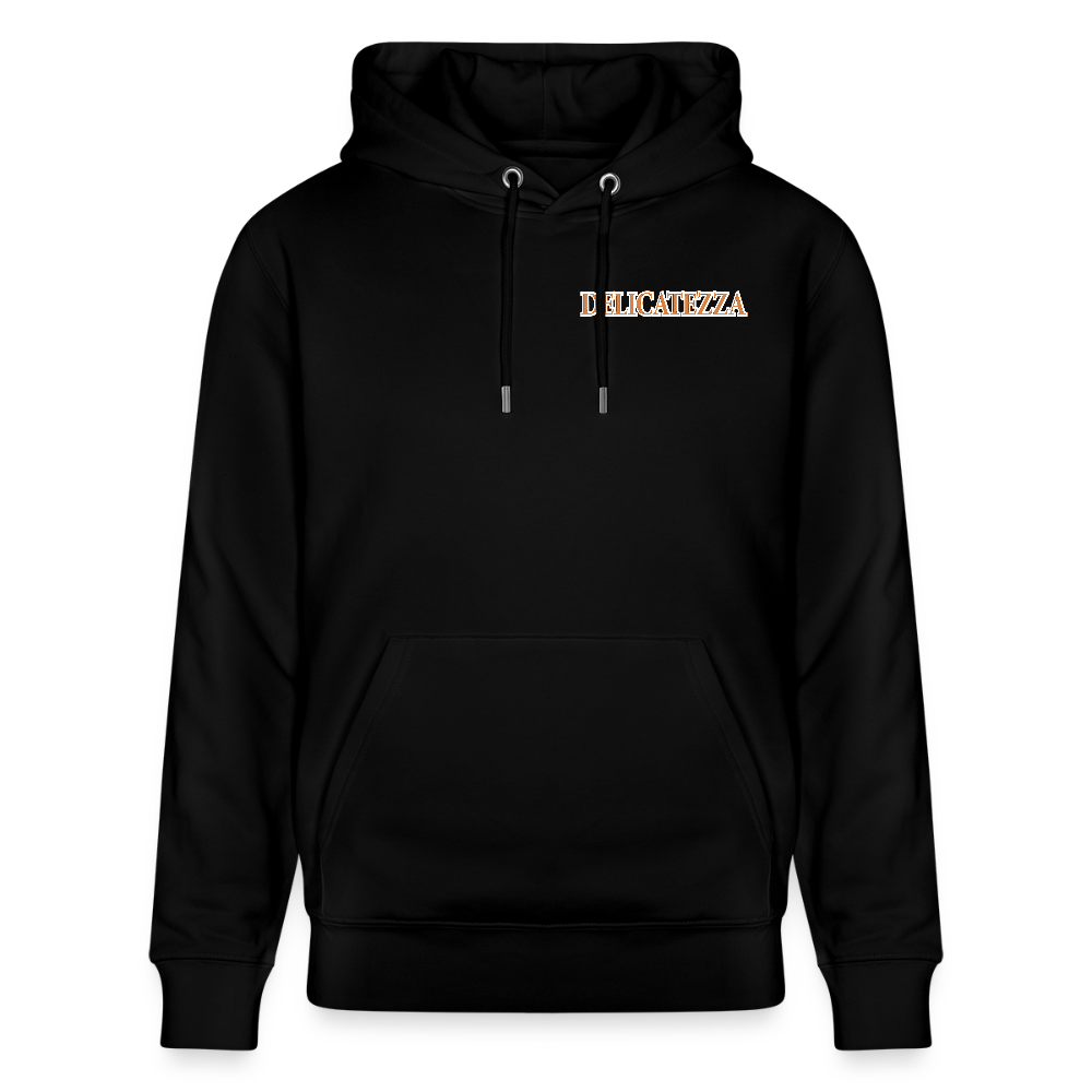 Unisex Hoodie mit DELICATEZZA SARDINE PRINT Vorder- und Rückseite - Schwarz
