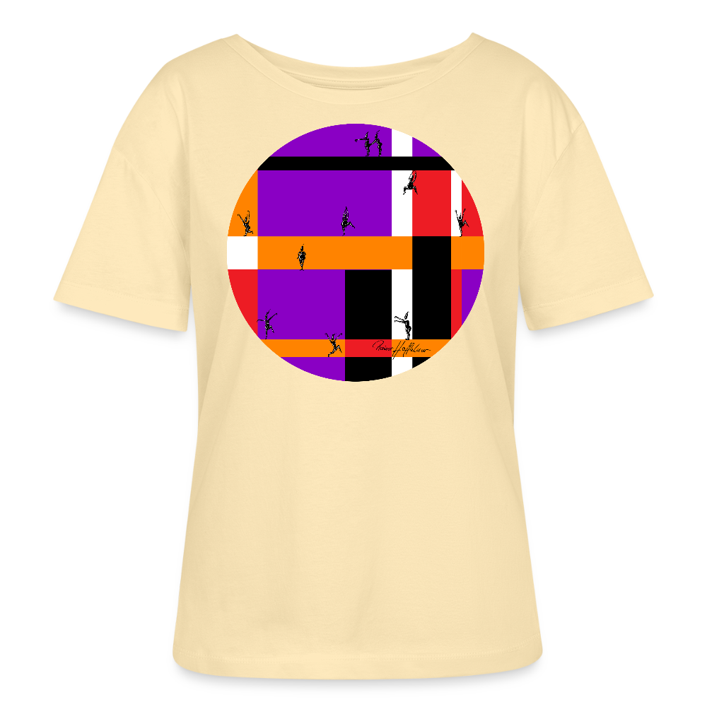 Relaxed Rundhals Frauen Bio-T-Shirt mit DYNAMIC FIELDS PRINT - Creme