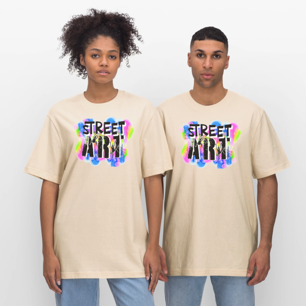 Unisex Bio-T-Shirt mit STREET ART PRINT - Weißgrau
