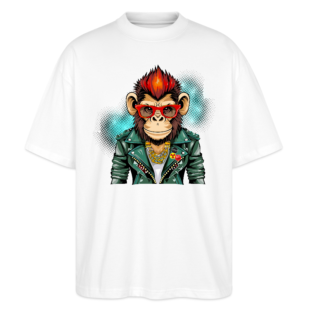 Oversized Unisex T-Shirt mit MONKEY PRINT - Weiß
