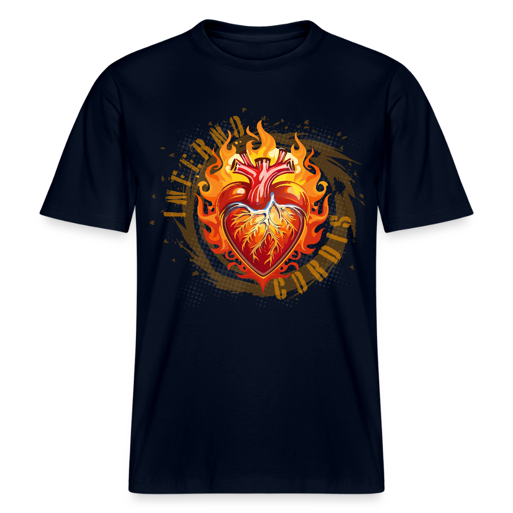 Unisex Bio-T-Shirt mit FEUERHERZ ORANGE PRINT - Navy