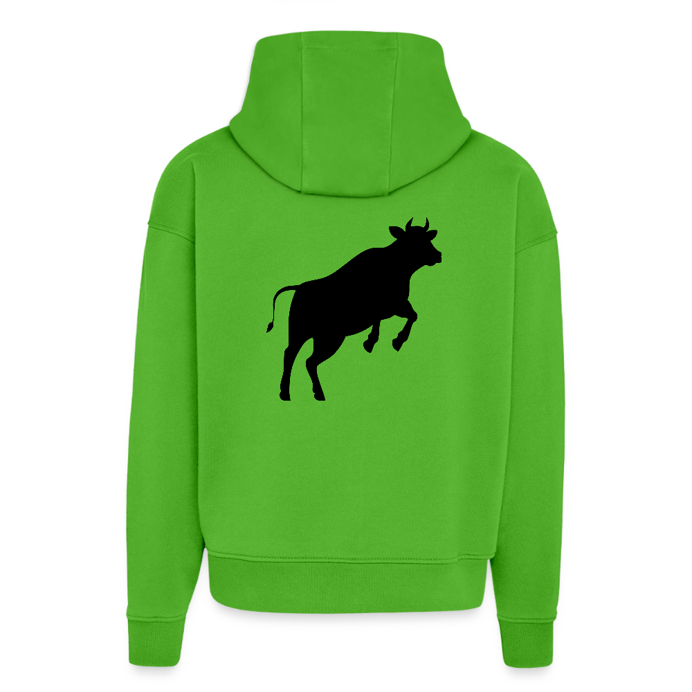 Heavyweight Oversized Organic Hoodie mit JUMPING COW PRINT - Apple Neon