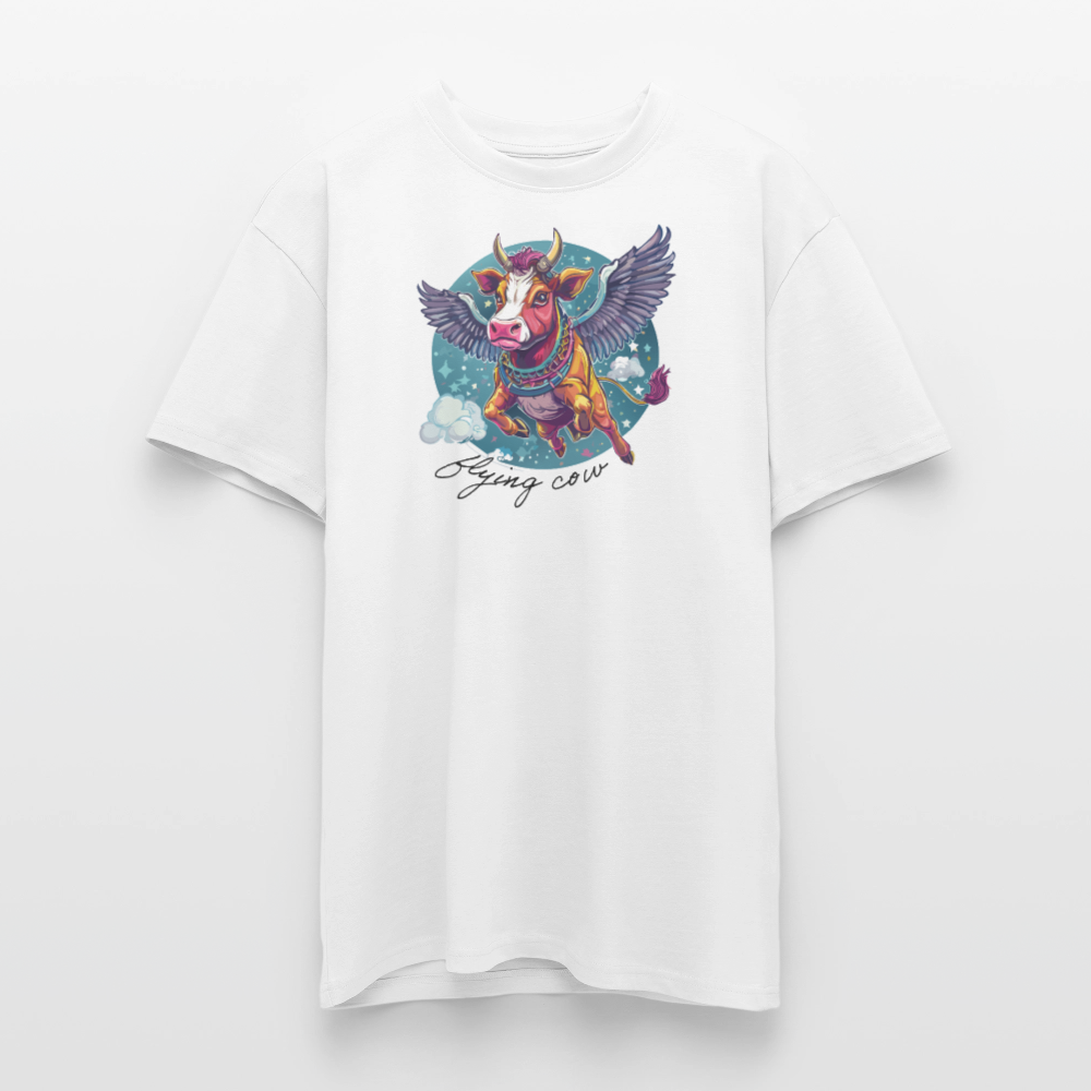 Heavy Oversize T-Shirt mit FLYING COW PRINT - Weiß