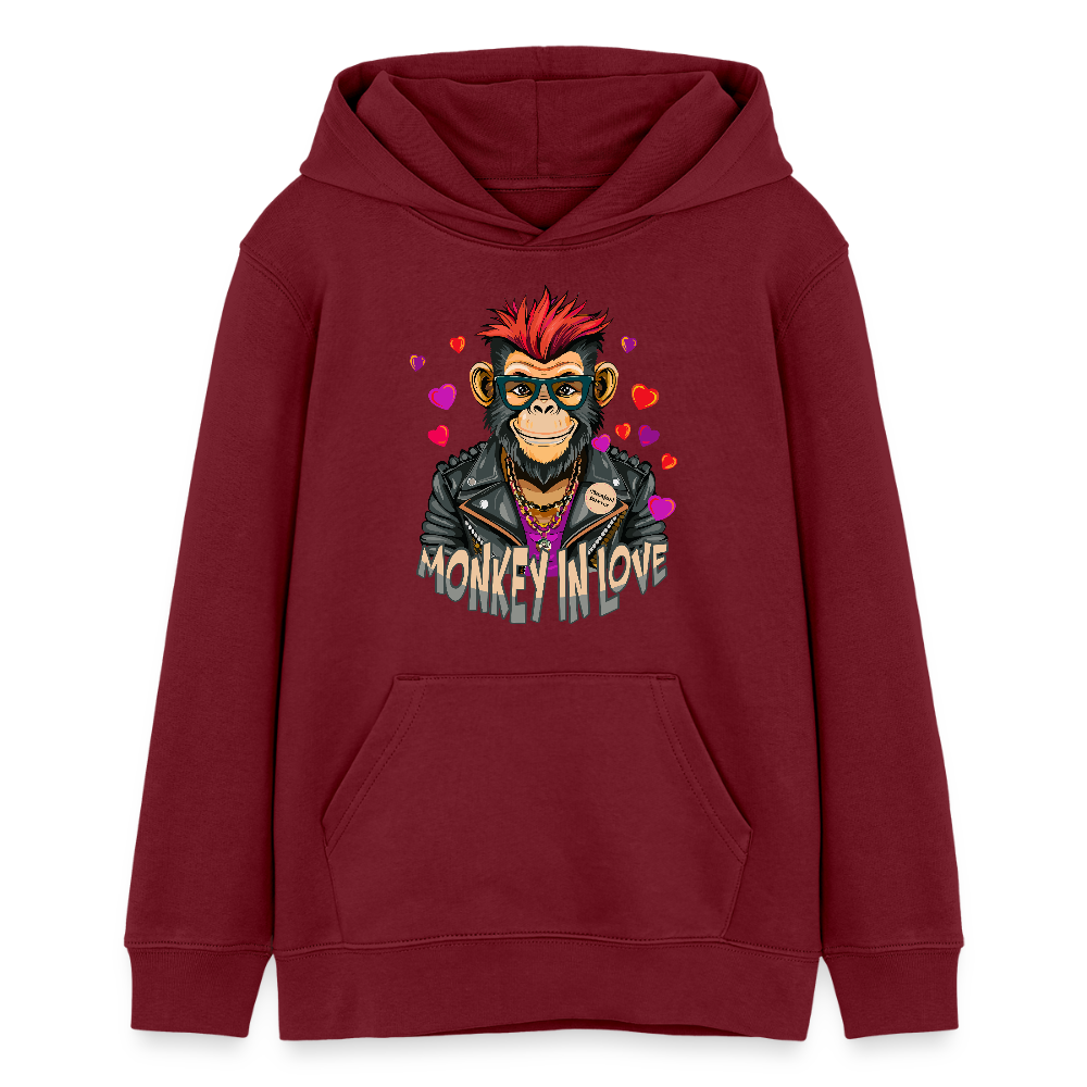MNJS TEENS Bio-Hoodie mit MONKEY IN LOVE PRINT - Burgunderrot