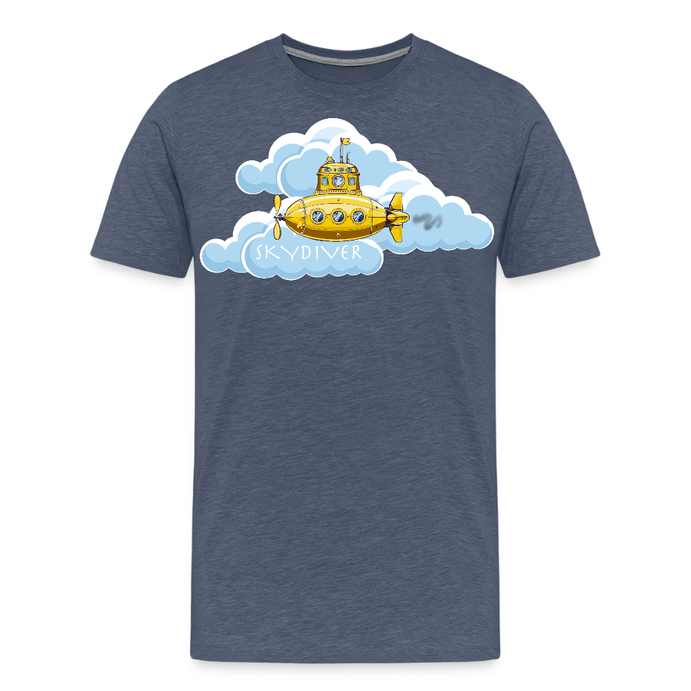 Männer Premium T-Shirt mit SKYDIVER PRINT - Blau meliert