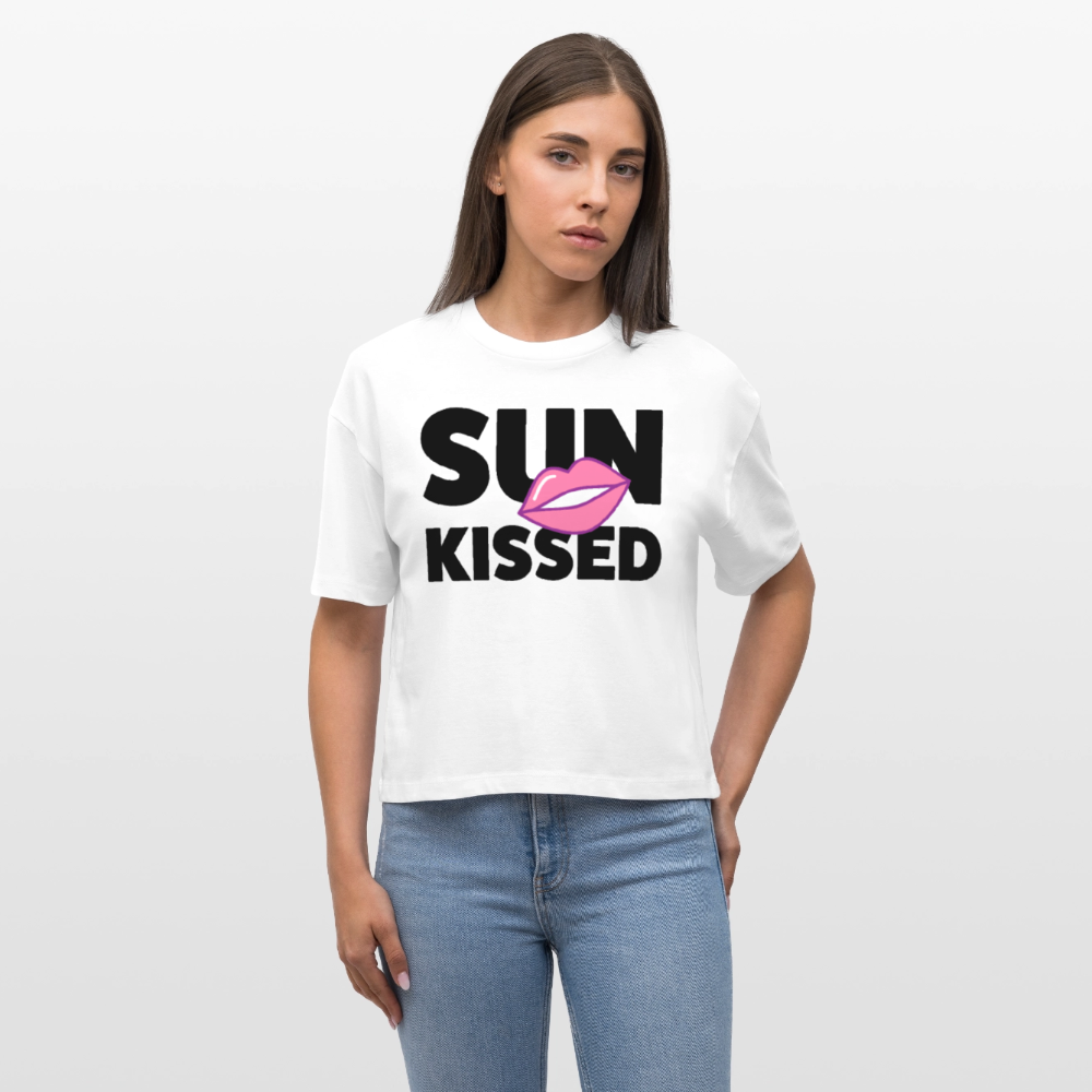 Frauen Boxy Bio-T-Shirt mit SUN KISSED PRINT - Weiß