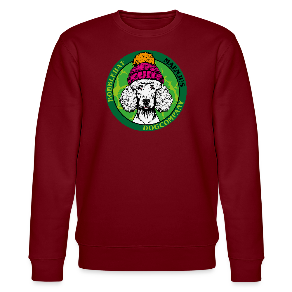Unisex Bio-Sweatshirt mit BOBBLEHAT DOGCOMPANY PRINT - Burgunderrot