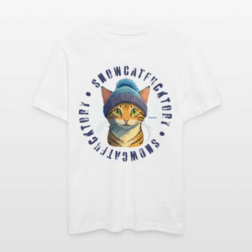 Unisex Bio-T-Shirt mit SNOWCATFUCKTORY PRINT - Weiß