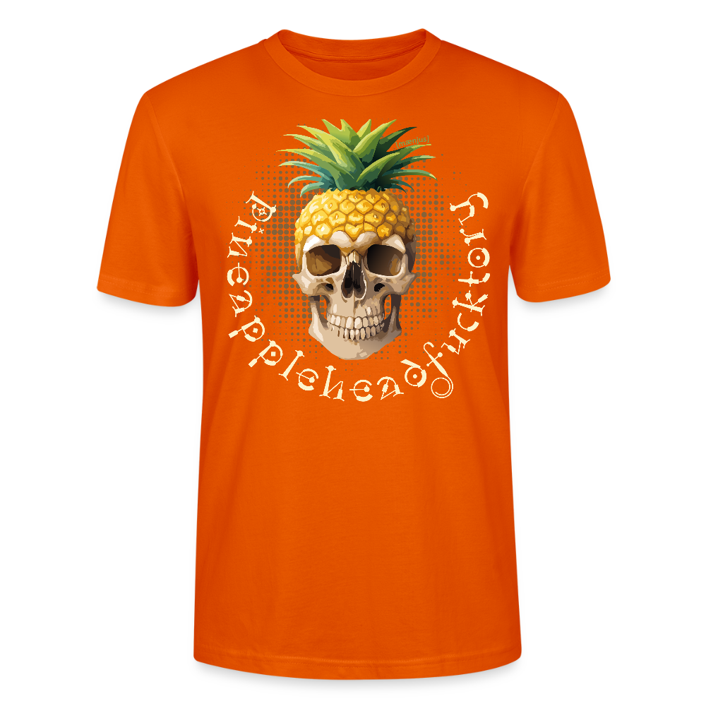 Unisex T-Shirt mit PINEAPPLEHEAD SKULL PRINT Vorderseite - Tieforange