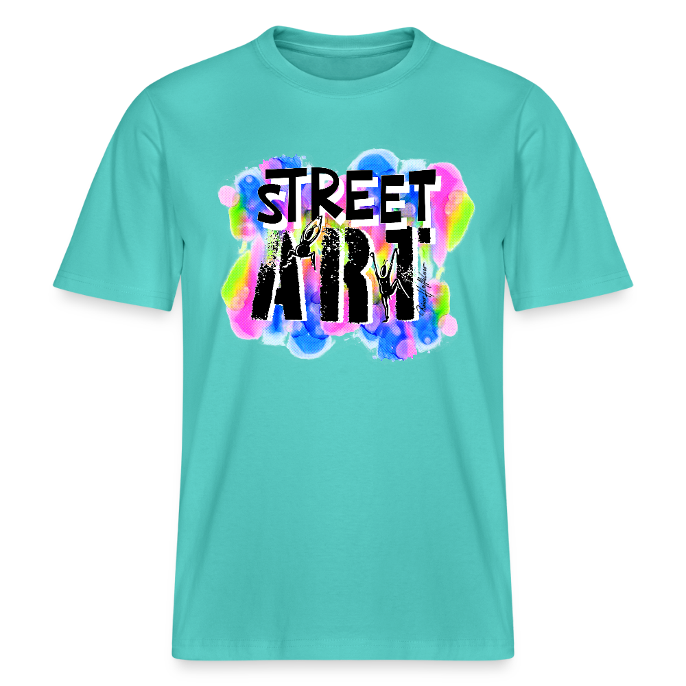 Unisex Bio-T-Shirt mit STREET ART PRINT - Poolblau