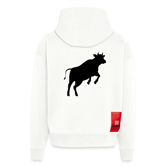 Heavyweight Oversized Organic Hoodie mit JUMPING COW PRINT - OFF WHITE