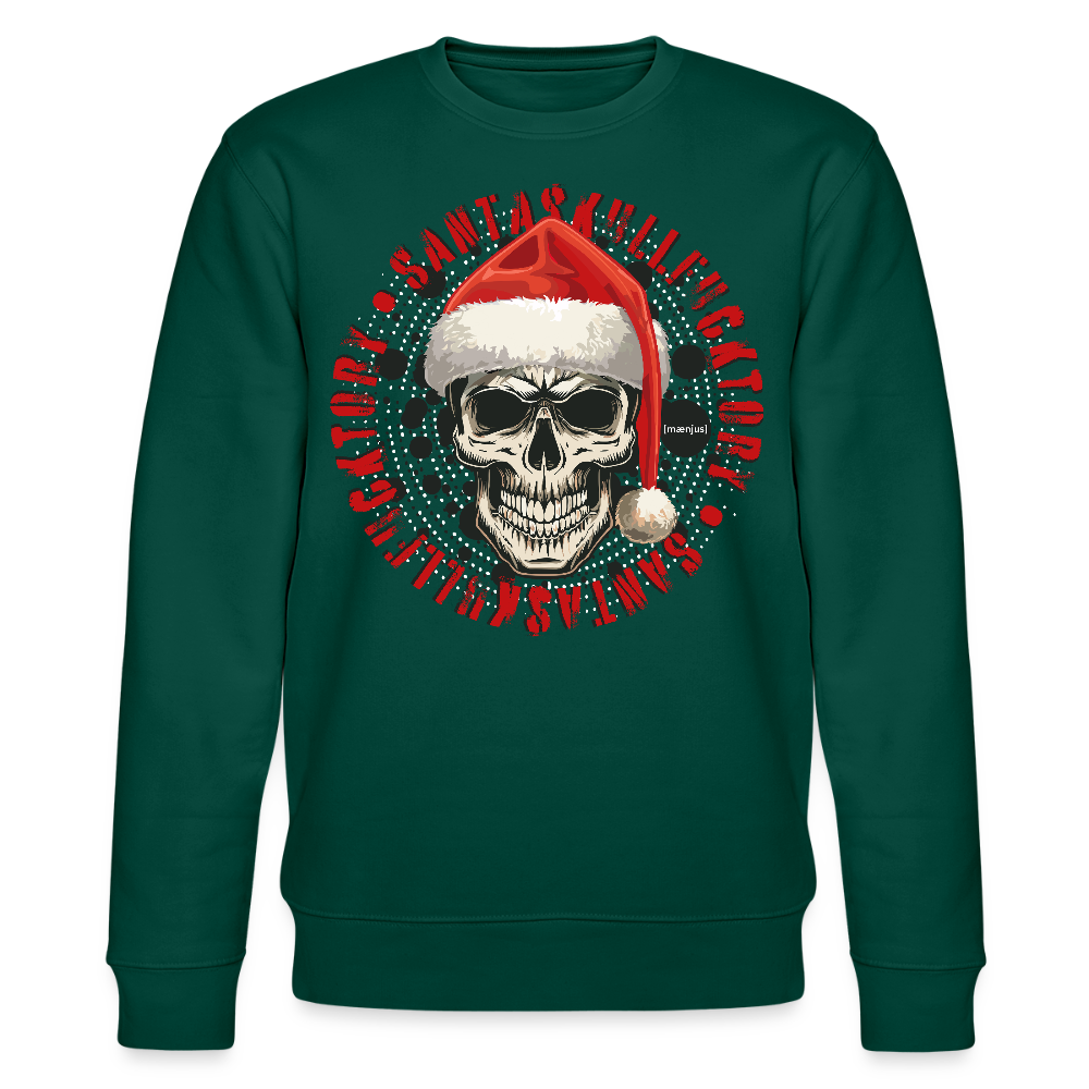 Unisex Bio-Sweatshirt mit SANTASKULL FUCKTORY PRINT - Forest