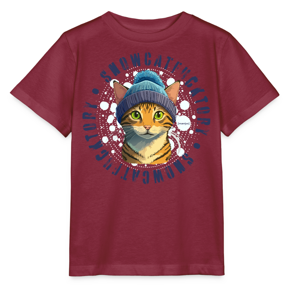 MNJS KIDS Bio T-Shirt mit SNOWCATFUCKTORY PRINT - Burgunderrot