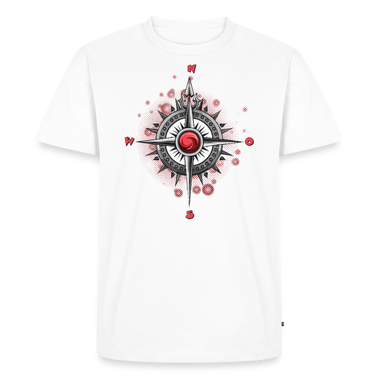 Männer Premium T-Shirt mit WINDROSE PRINT - Weiß