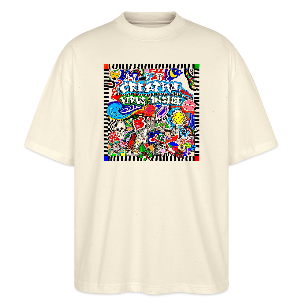 Oversized Unisex Bio T-Shirt mit CREATIVE VIRUS INSIDE PRINT Vorderseite - Weißgrau