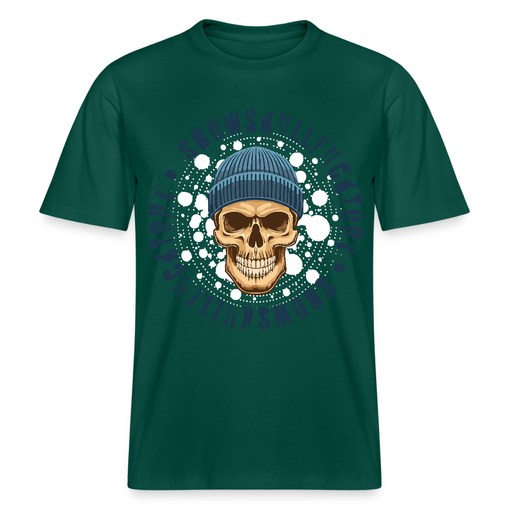 Relaxed Fit Unisex Bio-T-Shirt mit SNOWSKULL FUCKTORY PRINT Vorderseite - Forest
