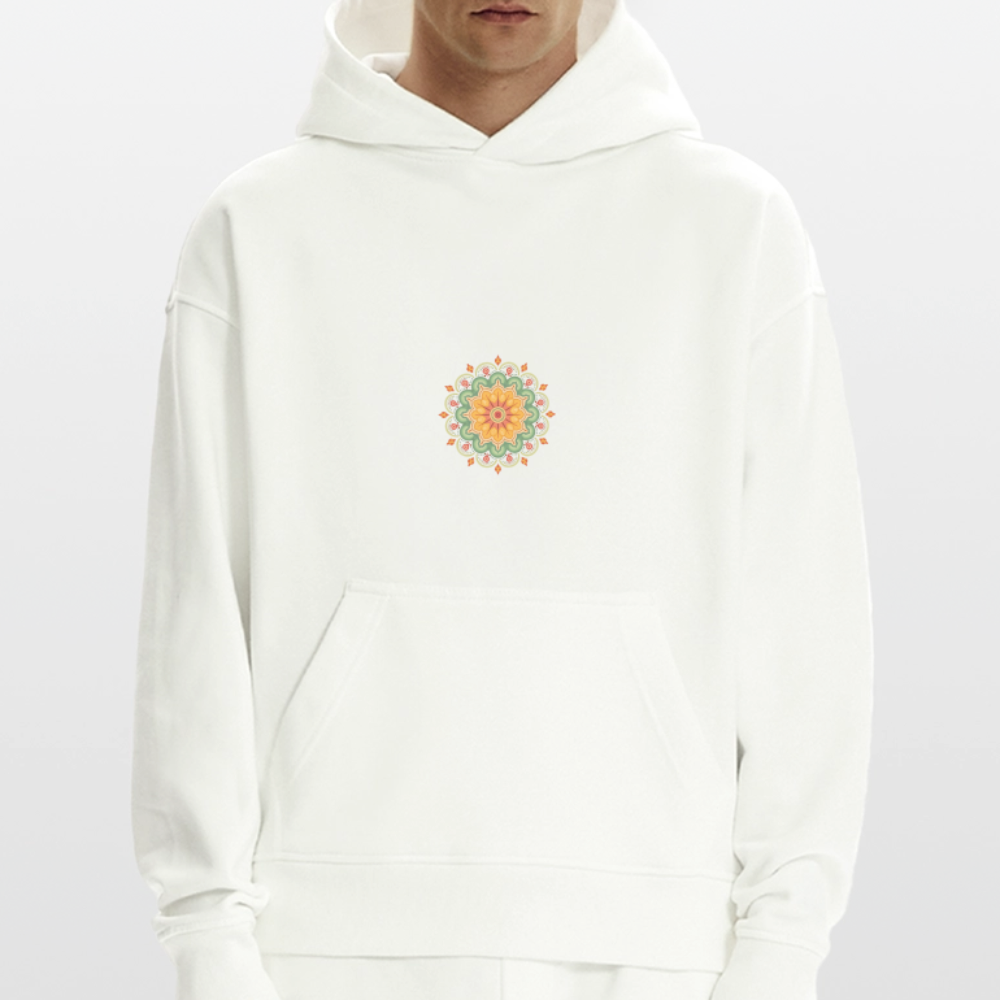 Heavyweight Oversized Organic Hoodie Made in EU mit Mandala Vibes Print - OFF WHITE